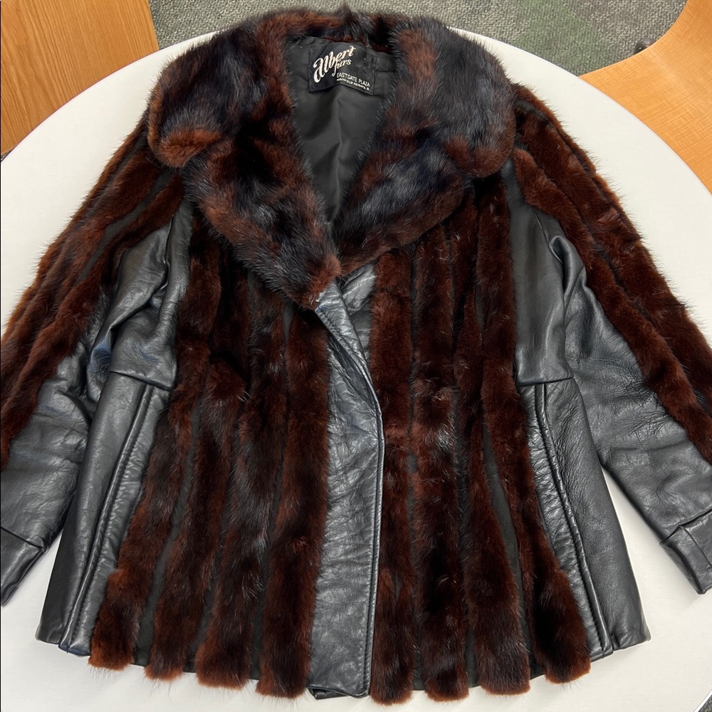 Women's Black and Brown Fur Jacket